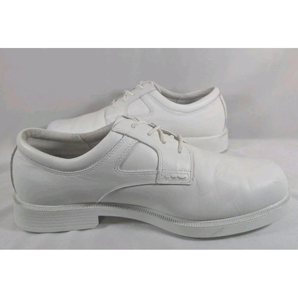 Propet M1271 Men's 12 White Leather Oxford Uniform Shoes Walking Uniform Dress